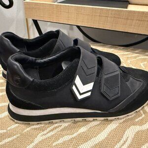 Tory Burch Black and White Velcro Strap Sneakers